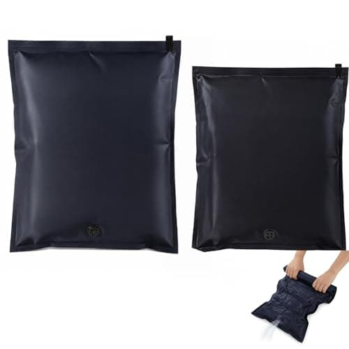 Small Vacuum Storage Bags for Travel 2 Pack,Reusable Compression Storage Space Saver Suitcase Backpack Organizer, No Need for Air Pump, Manual Exhaust, Saving Luggage Space Storage Bags with Zips