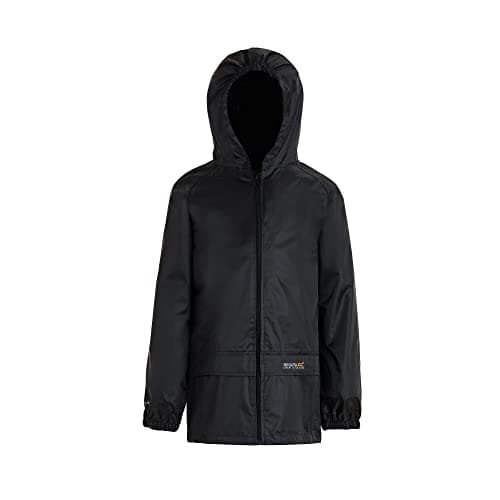 Regatta Kid's Stormbreak Waterproof Taped Seams 2 Side Pockets Press Studs at Hem Over Trousers Jacket, Black, 13 yr ,W908 800K13
