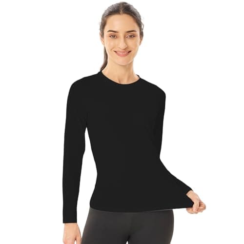 HYCOPROT 4 Pack Women's Thermal Compression Shirts Long Sleeve Fleece Lined Athletic Tops Winter Baselayer Workout Underwear Shirt Warm Wicking Crew Neck Basic Tee Gym Clothing Yoga Running Hiking — view 2