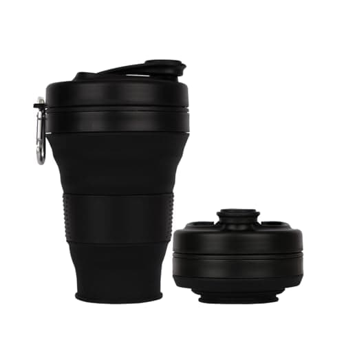 UNNESTAR Collapsible Camping Cup with Straw Silicone Foldable Coffee Cup Sports Bottle Portable Travel Outdoor Car 600ml