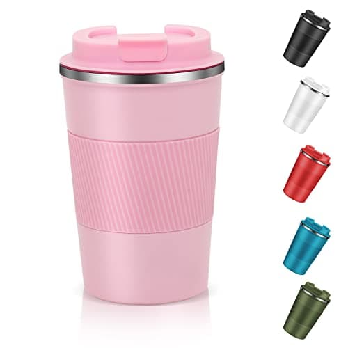 Dycietx Travel Mug with Leakproof Lid,Insulated Reusable Coffee Mug Hot&Cold Drinks/Tea,Portable Stainless Steel Thermal Takeaway Travel Coffee Cup Car//Picnic/Office/School (Pink) (CM03RD)