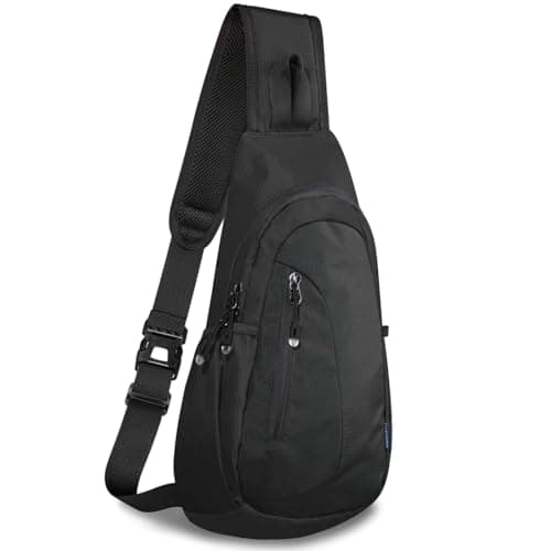 TITECOUGO Small Sling Bag Lightweight Crossbody Bag for Women Rucksack for Men Running Backpack Travel Chest Pack Shoulder Daypack for Hiking Outdoor Gym Work Sports Black/Black
