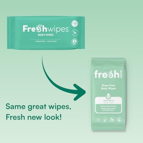 FreshWipes Antibacterial Body Wet Wipes For Adults 1 Pack (12 Wipes) - Ocean Fresh Scent - Extra Large Biodegradable - Dermatologically Tested & Suitable for Elderly or Disabled - Great for Camping — view 6