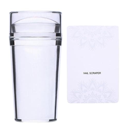 Nail French Tip Tool Silicone Soft Transparent Stamper with Scraper