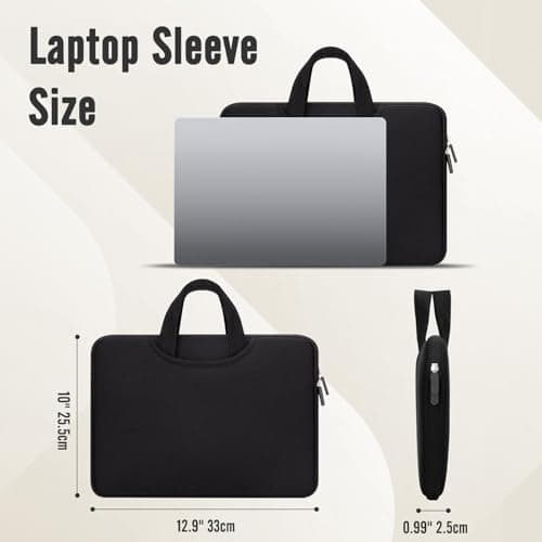 Songbala 13-14 Inch Laptop Sleeve, Water-Resistant Shockproof Laptop Case with Soft Handle & Dual Pocket, Slim Portable Carrying Bag for MacBook Air/Pro, Ultrabook Chromebook Notebook, Black — view 3