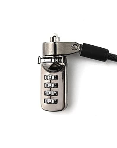 QWORK® Laptop Lock with T-Bar Locking Mechanism 4 Digit Password Protection and 2m High Hardness Cut-Resistant Steel Cable, Protect Your PC/Laptop and Projectors — view 4