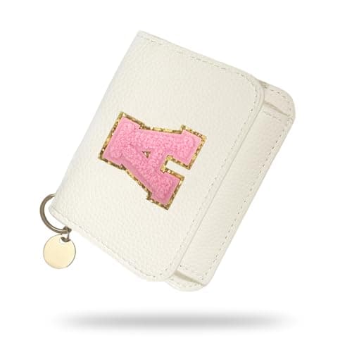 Girls Wallet, Initial Women's Wallets, White Small Wallet for Kids with 5 Card Slots Holder, Personalised Purses Gifts for Girls and Women, Birthday Gift, Christmas Gifts, Travelling Wallets Gift (A)