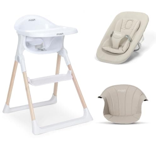 Baby Elegance Mash High Chair Bundle for Babies & Toddlers (0-3yrs) - White