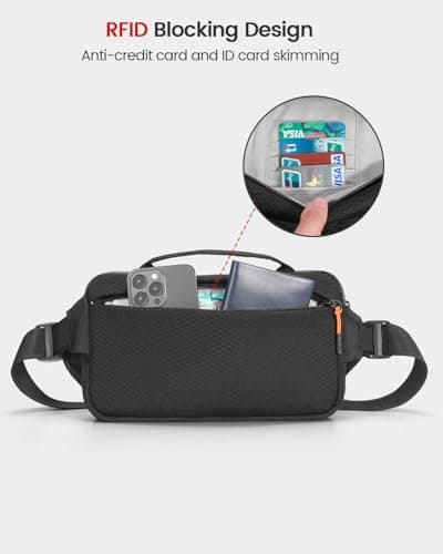 Sling Bag with RFID Blocking for Men & Women, Crossbody Chest Shoulder Bag with Water Bottle Holder for Travel, Cycling, Work, Sport, Hiking-Black — view 3