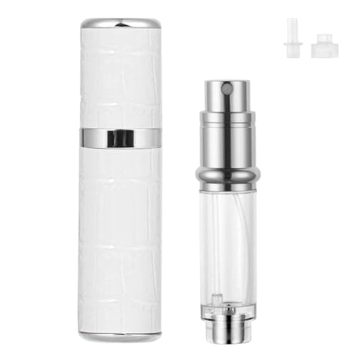 LOPHE Perfume Travel Bottle, 5ML Luxurious Perfume Atomiser Refillable, Leather Perfume Spray Bottle, Easy to Refill Perfume Atomiser for Women Men, C (White)