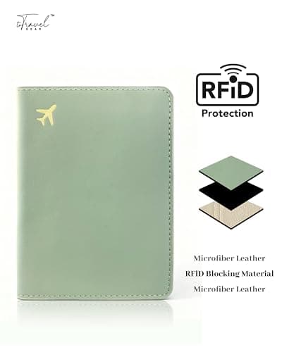 toTravelGear Passport Holder for Travel Essentials,RFID Blocking Passport Cover Case for Travel Accessories,Travel Wallet for Women Men, Sage Green, 5.8 x 4.2 x 0.23 inches, Minimalist — view 2