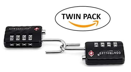 Controlled Security TSA Approved Luggage Locks - Pack of 2 - Black 4 Digit Combination Locks for Luggage, Backpacks & Lockers — view 2