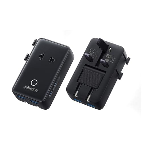 Anker Universal Travel Adapter 5-in-1 for UK/EU/US/AU, 20W USB-C + 4 USB Ports, Compact Power Plug Converter with AC Socket for 200+ Countries | Ideal for UK Travel & EU Expats (Black)