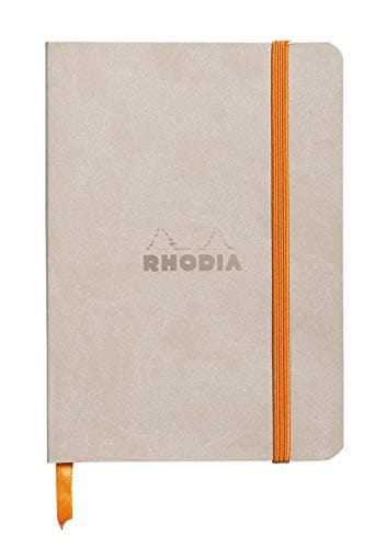 RHODIA 117305C - Beige Flexible Notebook - A6 - Lined - 144 pages - Ivory Clairefontaine Paper 90 g/m - Bookmark, Elastic Closure - Faux Leather Cover - Rhodiarama Collection