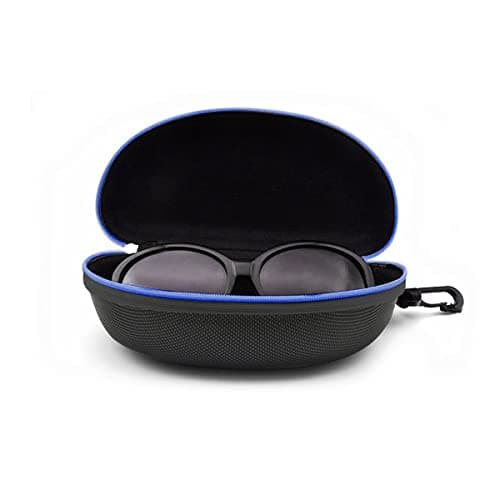 3pcs Portable Travel Zipper Hard Eyeglasses and Sunglasses Case with Plastic Hook, Blue, One Size — view 4