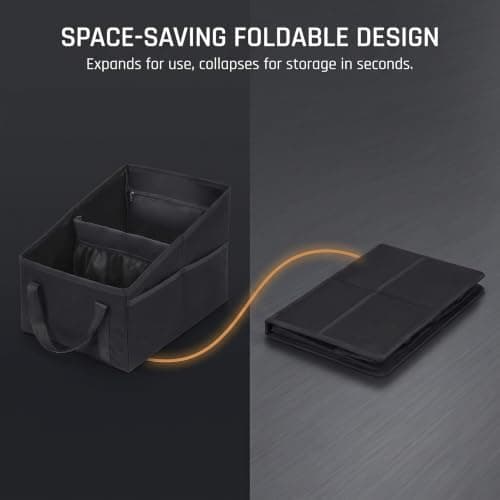 LoNinLoAn Car Storage Organiser Box, Car Boot Organiser, 31x25x25cm, Black — view 4
