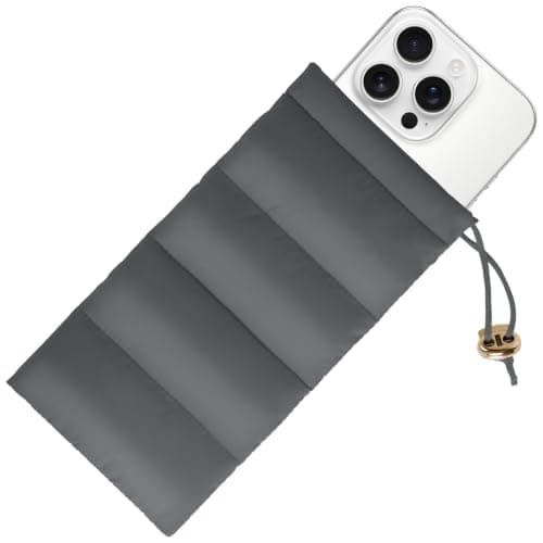AOOSA Thermal Phone Pouch, Down Cotton Warm Mobile Phone Pouches, Grey