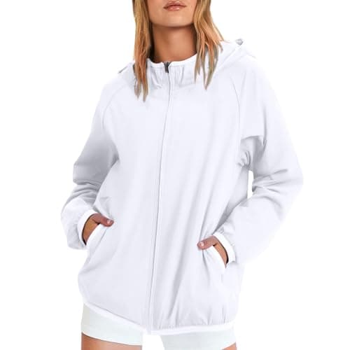 Anbiryeik Packable Waterproof Jacket Women Lightweight Breathable Raincoat with Pockets Windproof Softshell Outdoor Rain Jacket Functional Outwear for Walking Hiking Travel Running Cycling White M — view 3