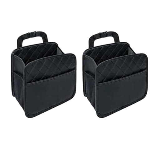 Kivivaka for Black Car Back Organizer with Trash Bag, Multi-Pocket Hanging Storage Snacks and Phones, Foldable Faux Leather Holder Travel