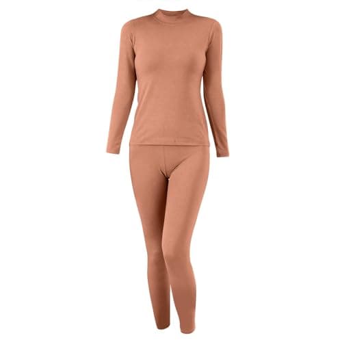 Womens Thermal Leggings Pjs for Women Sets 2pc Soft Seamless Thermal Slim Ultra-Thin Underwear Warm Elasticity Solid Plush Long Sleeve & Leggings Underlayer Loungewear Womens Rose Gold Xl