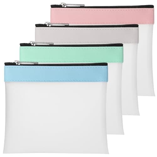 4 Pcs Clear Mini Makeup Bag, 4.9x4.5 Inch Waterproof Zipper Pouch, Small Cosmetic Bag for Women Travel Organizer, Coin Purse, Daily Toiletries Travel Office Supplies