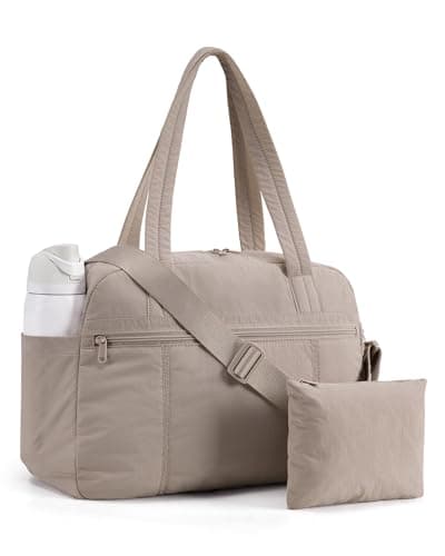 LIGHT FLIGHT Women's Gym Bag 24L Travel Bag with Small Makeup Pouch Lightweight Sports Bag Underseat Cabin Bag Carry on for EasyJet Ryanair Waterproof Weekend Overnight Handbag Brown
