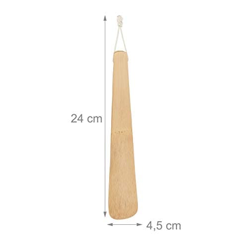 Relaxdays Bamboo Shoehorn, Sturdy and Robust, Hanging Loop, Short Shoe Spoon for Everyday Use and Travels, 24 cm, Natural — view 4