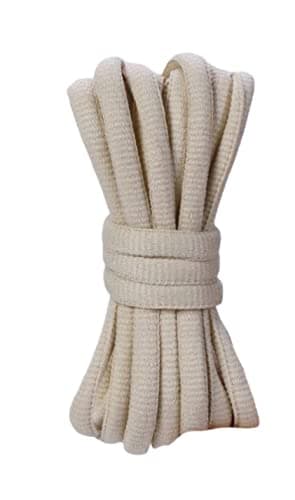 Danraw Stores [PAIR] Oval Round Shoe laces, 6mmx140cm, Soft Trainer Lace, Sneaker Lace, Polyester Knit, Sports, Casual, Hiking, Mountaineering, Walking, Running (Dark Cream)