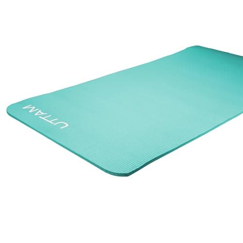 UTTAM Yoga Mat | Multi-Purpose Extra Thick Foam Exercise Mats | Stretching, Resistance Workout & Therapy – Pilates, Home & Gym Equipment Accessory for Men Women with Carry Strap (183 x 60cm) (Teal) — view 2