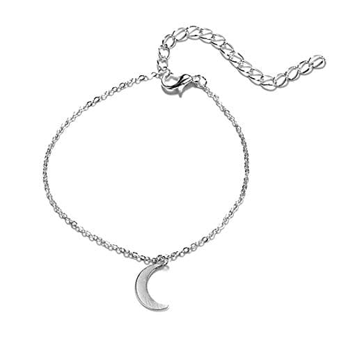 GREENLANS Fashion Anklets, Summer Beach Moon Sandals Barefoot Ankle Bracelet 4Pcs/Set, Birthday Christmas Valentines Day Decor Gift Silver — view 3