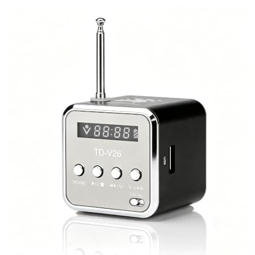 Mini Radio Bluetooth Speaker, Portable FM Radio, Outdoor Wireless Mini Speaker, Music Speaker, MP3 Player, Sound Station, USB, Line-In, Micro SD TF (Black)