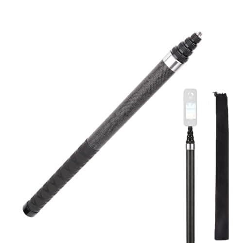 3 meters Invisible Selfie Stick for Insta360 Carbon Fiber Invisible Ultra Long Extension Stick Portable Extendable Monopod Pole Adjustable Selfie Extension Pole for Insta360 Panoramic Action Cameras