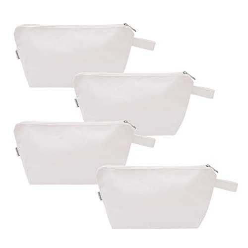 Augbunny 100% Cotton 16oz Heavy Duty Multi-Purpose Canvas Zipper Cosmetics Makeup Travel Toiletry Organizing Pouch 4-Pack