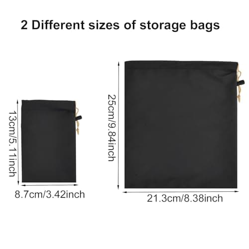 2 Pack Headphone PU Storage Bags, Earphone Drawstring Case, Headset Carrying Bag, Waterproof Headset Storage Pouch, Earphone Protection Pouch, Portable Headphones Travel Bag, Size：8.3*9.4 & 3.3*5.1 in — view 2