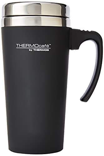 THERMOcafè by THERMOS 420 ml Plastic and Stainless Steel Soft Touch Travel Mug, Black