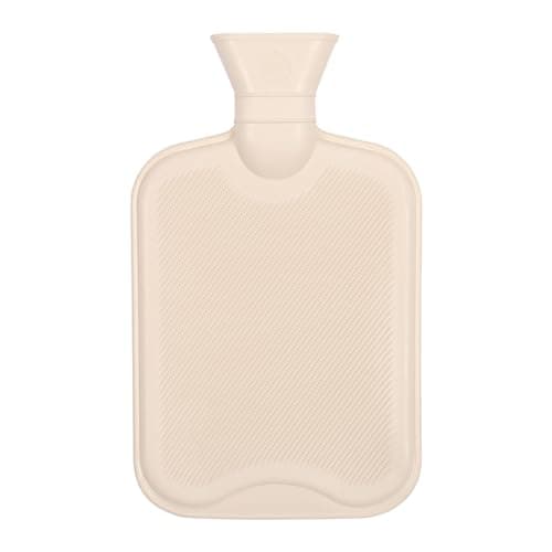 Harbour Housewares Hot Water Bottle 1.8L – Cream Rubber Heat Bag with Leak-Proof Stopper, Ribbed Insulated Design for Back, Shoulder & Period Pain Relief (No Cover)