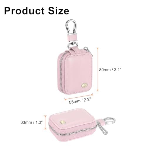sourcing map Earbuds Cases, Earphone Case Holder, PU Leather Ear Buds Case Zipper Organizer Small with Mesh Pocket for USB Cable, Wireless Wired Earphones, Pink — view 2