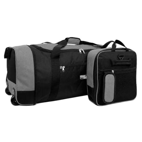 Large Holdall with Wheels, 82L Wheeled Duffle Bag, Black Rolling Travel Bag, Soft Luggage with Zipped Pockets for Holidays, Weekend Trips, Sports, Gym & Overnight Travel
