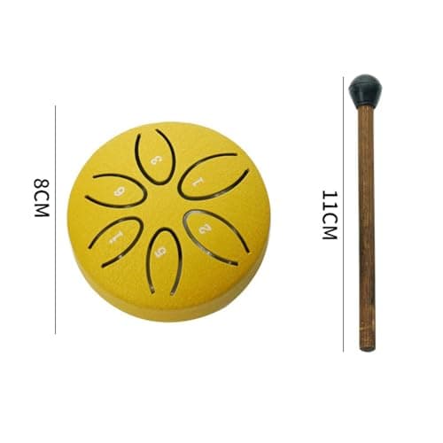 harayaa Steel Tongue Drum with Mallet 3inch 6 Tones Educational Toy Musical Instrument Ethereal Drum for Concert Beginner Kids Travel, Gold — view 2