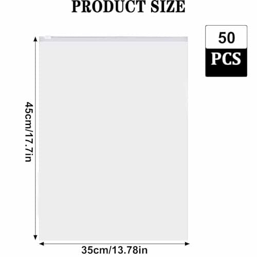 QISF 50 Pcs Reusable Ziplock Bags for Clothes,35x45cm Large Plastic Hospital Bags,Clear Seal Bag Waterproof Luggage Organiser for Clothes Garment School - Protect From Dust & Moths — view 2