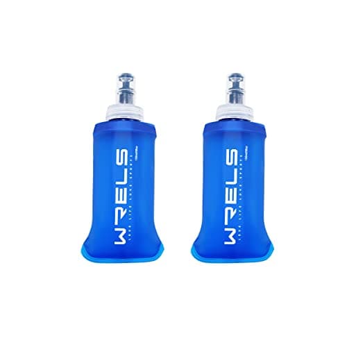 WRELS Folding Soft Flask Portable Collapsible Running Lightweight Water Bottle 150ml Energy Gel Flask for Marathon Hiking Trail Travel(150ml-2 Packs)