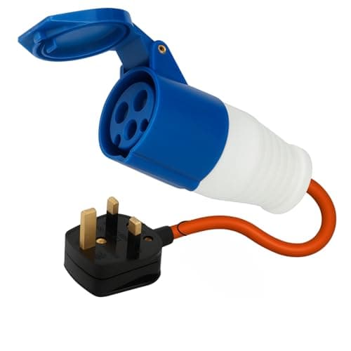 HowseHold 16amp to 13amp Adapter Hook Up Cable 3 Pin UK Electric Hook Up Adapter 230v for Camping Caravan Motorhome Mains to UK Plug (3 Pin to UK Hook Up)