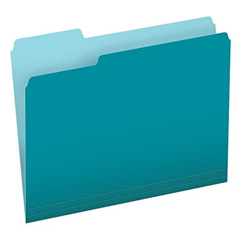 Pendaflex Two-Tone Color File Folders, Letter Size, 1/3 Cut, Teal, 100 Per Box (152 1/3 Tea)