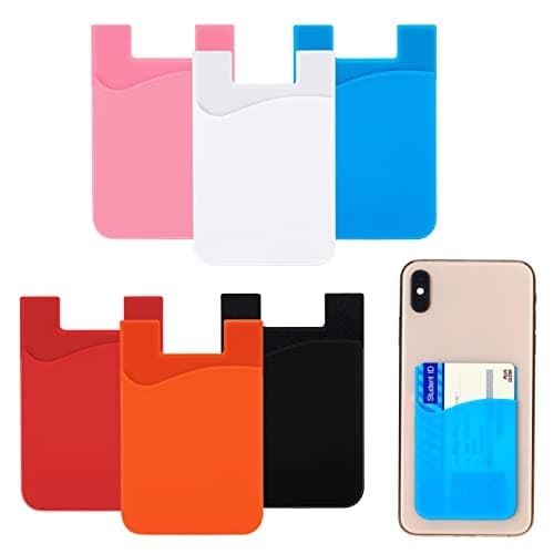 FRIUSATE 6 Pcs Phone Card Holder Adhesive Silicone Phone Wallet