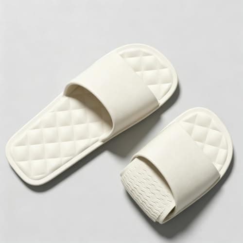Womens Slip On Slippers Soft Shower Slippers Packable Indoor Slippers White — view 5