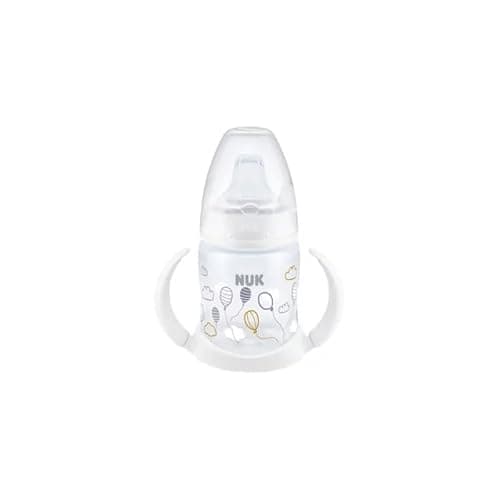 NUK First Choice Sippy Cup | 150 ml | Easy-Grab Handles & Orthodontic Silicone Spout | Leak-Proof | 6-18 Months | Anti-Colic | Temperature Control | Balloons (White) — view 4