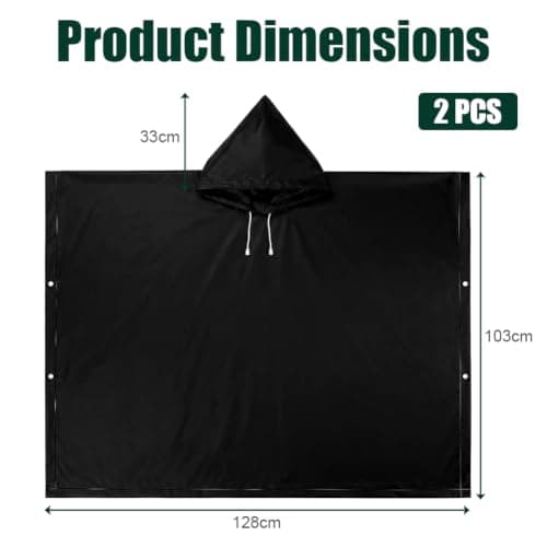 HOTUT Rain Poncho Raincoats for Adults, 2 Pack EVA Rain Poncho, Reusable Rain Jacket Rainwear with Hoods and Sleeves, Waterproof for Emergency,Camping, Hiking Travel, Amusement Parks, Festival Mac — view 3
