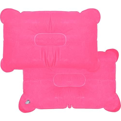 LICQIC 2 PCS Inflatable Pillows, Blow Up Cushion, Air Pillow for Camping,Travel, Sunbathing, Neck Lumbar Support (Rose Red)