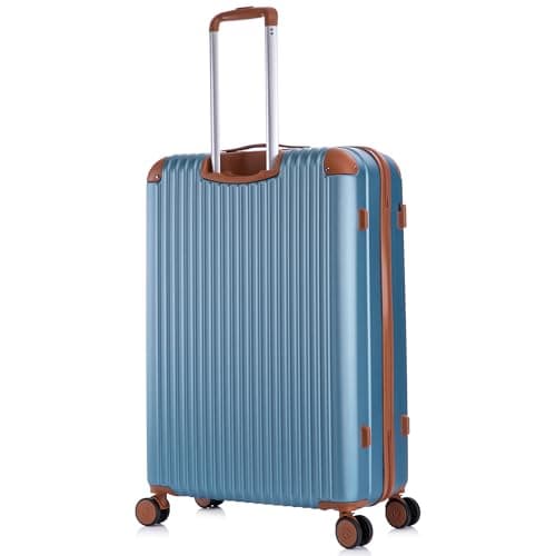 Rocklands London Suitcase Large 28 Inch Hard Shell Lightweight Checked Luggage with 360° Rubber Spinner Wheels Durable Travel Case Telescopic Handle, TSA Lock, Ice Blue — view 2