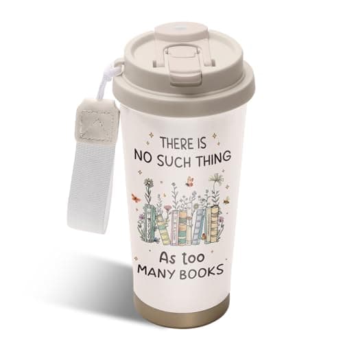 NEIUJADK Book Lovers Gifts Tumbler Stainless Steel 2-in-1 Lid Coffee Tumbler 18 oz Readers Gift Insulated Travel Coffee Mug Book Lovers Reading Accessories Water Bottle for Women Men